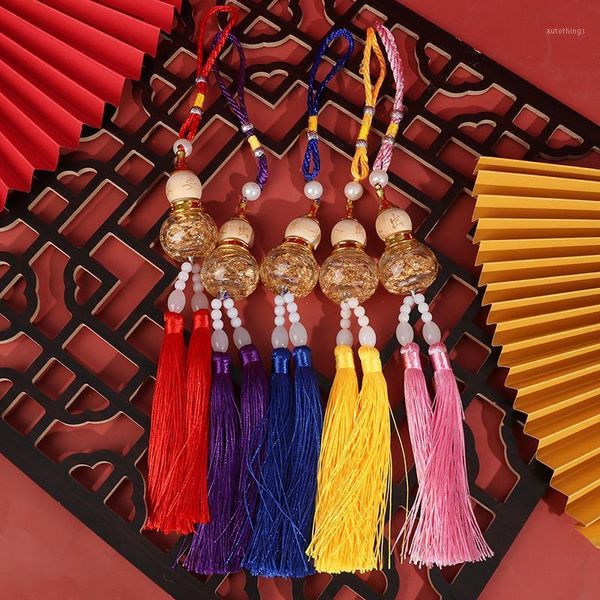 

car goods chinese feng shui glass gourd gold foil double tassel fortune wealth success for car accessories1
