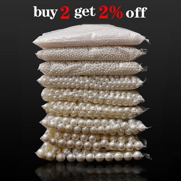 

10 400pcs lot 3 20mm straight holes acrylic imitation pearl beige bracelet round beads for diy craft jewelry making supplies h jllsrh