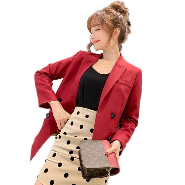

women blazer white long sleeve blazers double-breasted coat slim office lady jacket female red wine suit blazer jackets1, White;black