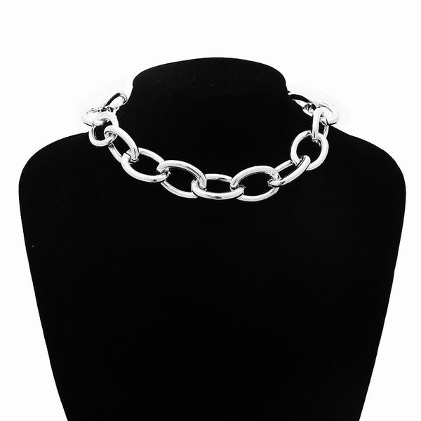 

chokers chain on the neck thick massive chains choker grunge girl goth jewelry kpop aesthetics decorations for girls accessories, Golden;silver