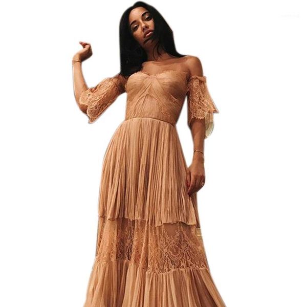 

pleated dress word shoulder banquet dress elegant temperament long1, Black;gray