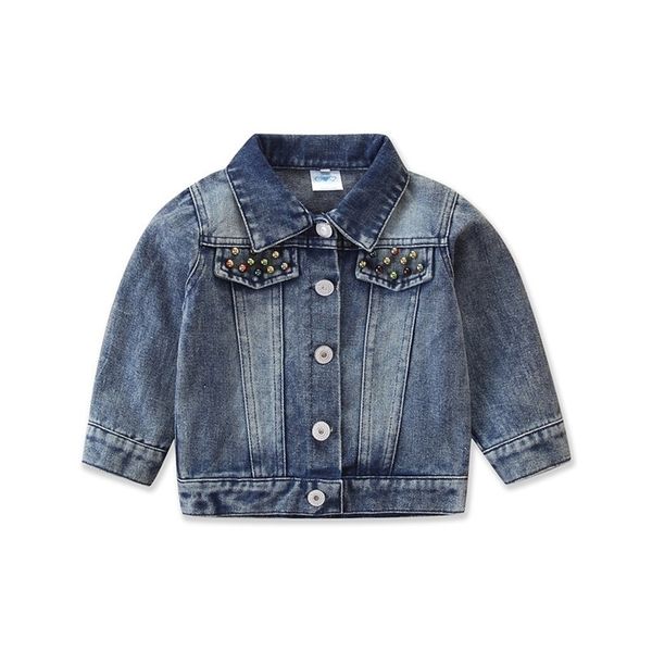 

kids denim jacket baby long sleeve denim jacket fashion sequined coats autumn baby girls jeans baby outerwear children clothing g12604, Blue;gray