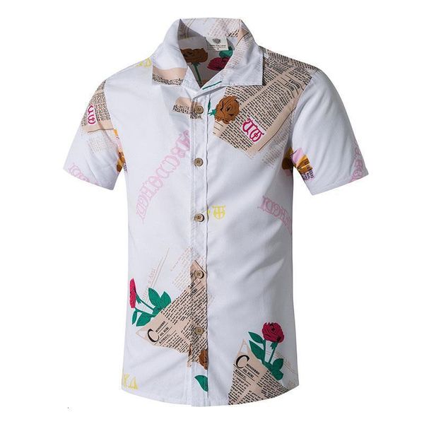 

hawaiian 2020 summer brand new men short sleeve casual shirt men's beach hawaii shirts -5xl drop shipping, White;black