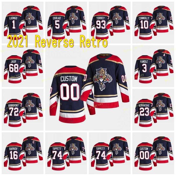 

florida panthers 2021 reverse retro aleksander barkov jonathan huberdeau mike hoffman aaron ekblad vincent trocheck bobrovsky jersey, Black;red