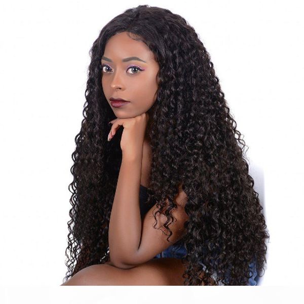 

перуанский курчавые полные парики шнурка для женщин pre щипкового фронта шнурка человеческих волос парика с естественной hairline, Black;brown