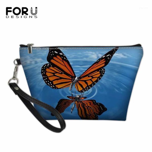 

forudesigns beautiful butterfly pattern women leather cosmetic bag 3d print lady professional makeup case travel toiletry bags1