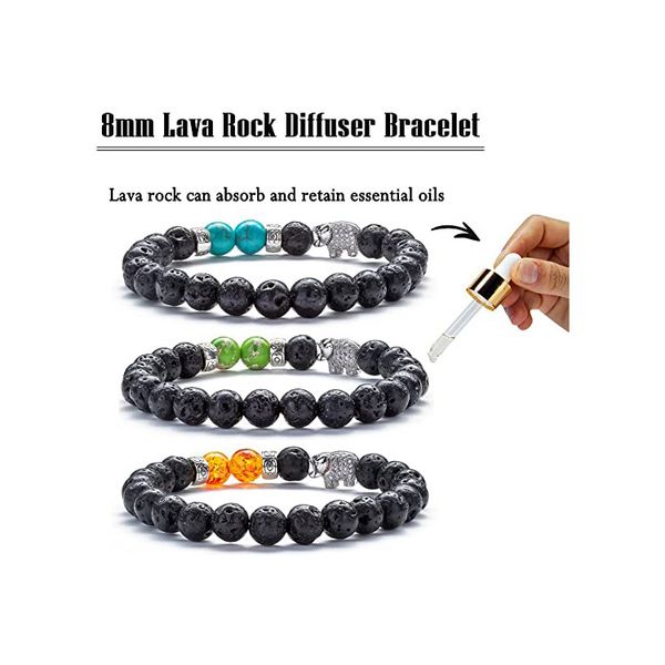 

round beaded strands gemstone crystal fashion jewelry zircon elephant natural stone bracelets ,healing reiki prayer balance buddha beads bra, Black