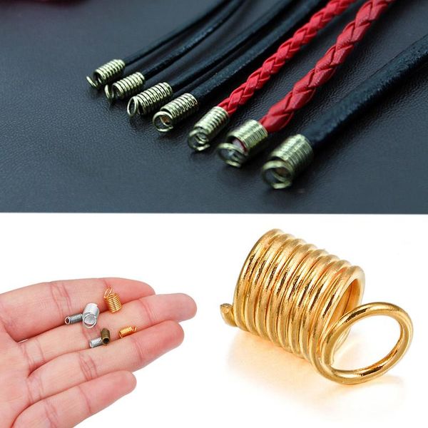 

100pcs/lot metal spring crimp clasps leather ends fastener end caps connectors for diy bracelet necklace jewelry making bbyjme, Silver