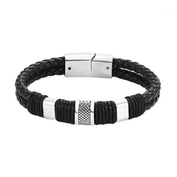 

bangle fashion jewelry decor faux leather braid rope buckle bracelet boho1, Black