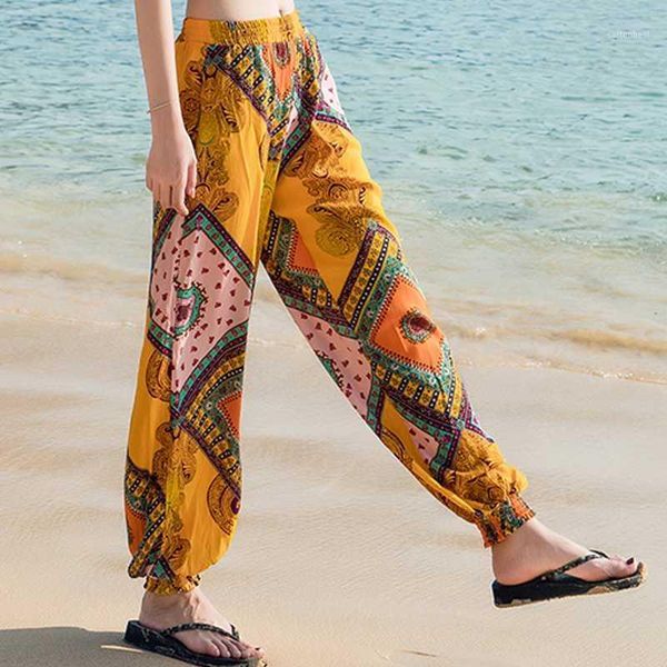 

women's pants & capris women thin beach bohemian style 2021 spring and summer trousers female ankle-length loose bloomers teenager girl, Black;white