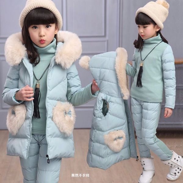 

girls' suit 2020 new autumn and winter plush cotton padded clothes, White