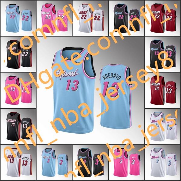 

miami nba heat men basketball jersey jimmy butler bam adebayo dwyane wade jerseys 2021, Black;red