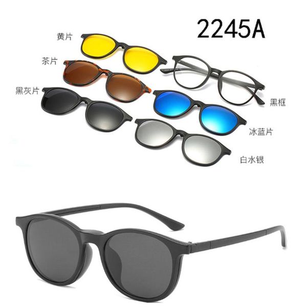 

sunglasses pc 5 in 1 and safety glasses swappable magnet clip-on clips on polarizedc sun frame eyewear with bag, White;black