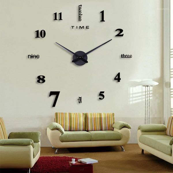 

modern diy number wall clock 3d mirror surface sticker art giant wall clock watch with roman numerals home office decor1