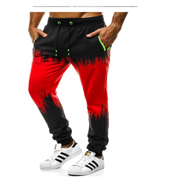 

european and american men's new slim personality gradient leisure sports jogging fitness body trousers, Black