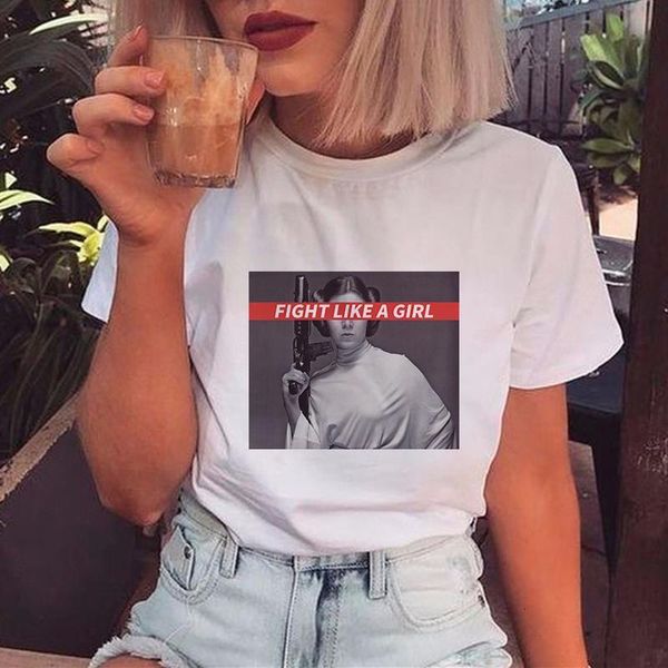 

girl power women t shirt fight like a girl letter printing ulzzang harajuku t shirt dropshipping korean clothes, White