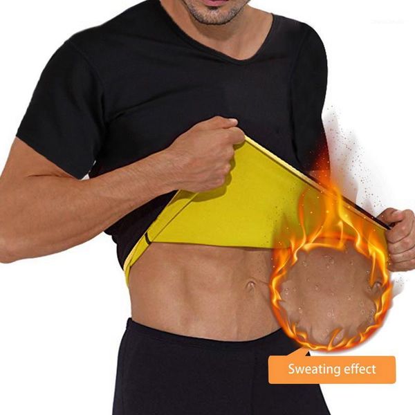 

running jerseys men thermal body shaper slimming shirt shapers compression slim neoprene waist trainer vest t-shirt1, Black;blue