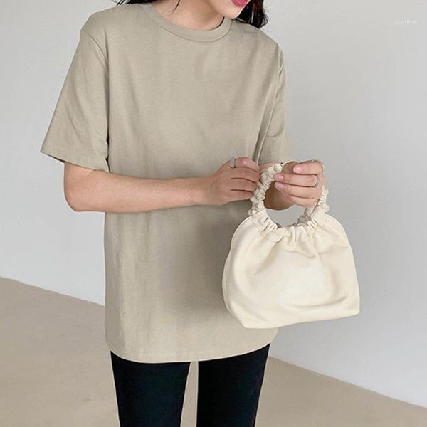 

women's t-shirt women short sleeve solid color o-neck loose cotton spring summer fashion clothing lady casual female 1, White