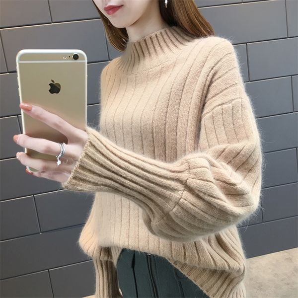 

autumn knitting women sweaters winter soft turtleneck large size cashmere sweaters warm elasticity pullover knitted jumper 201224, White;black