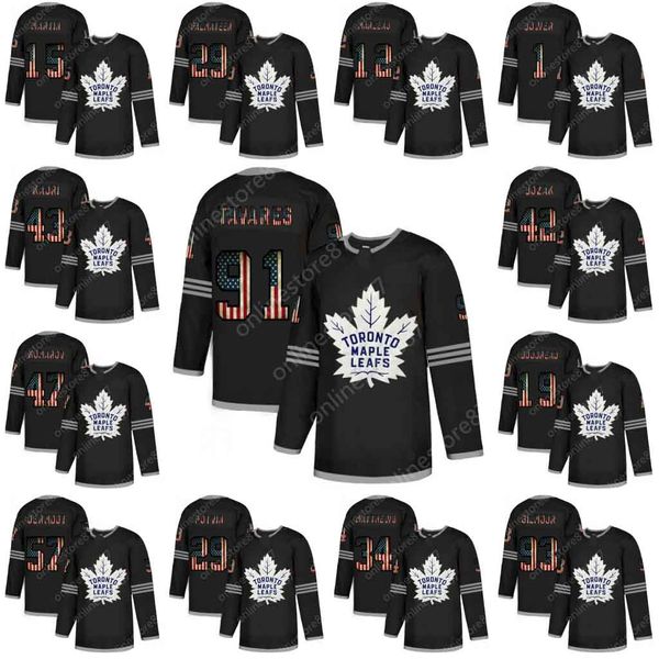 

toronto maple leaf jerseys 2020 nhl flag edition auston matthews john tavares jason spezza wayne any number any name hockey jersey, Black