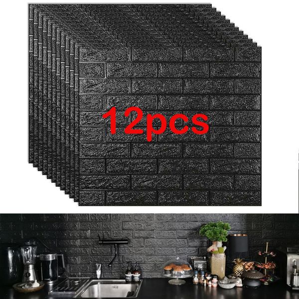 12 pcs tijolo painéis de espuma 3d adesivos auto-adesivos DIY em relevo papel de parede de pedra decoração de casa sala de estar cozinha decoração 201202