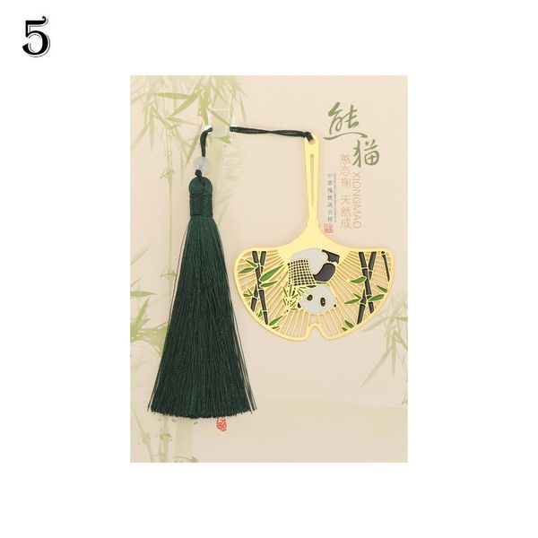 

1pc chinese style panda bookmark retro hollow out metal bookmark tassel pendant book pagination mark stationery supply for gift h wmtnil