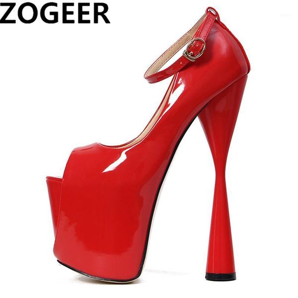 

fashion women pumps shoes peep toe height platform extreme high heels 19cm nightclub evening party wedding fetish shoe black red1
