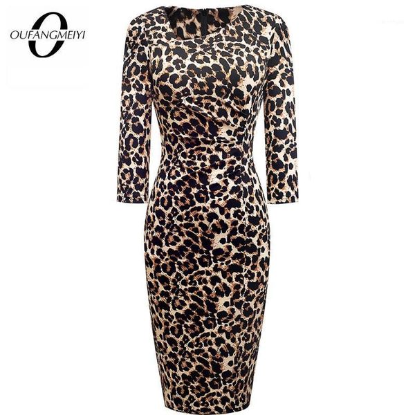 

vintage women elegant leopard chic formal business bodycon morden pencil dress eb5651, Black;gray
