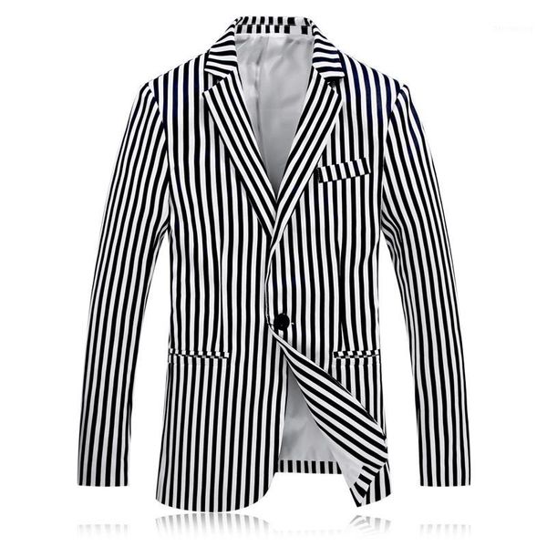 

casual suits for men stripe large size personality suit slim fit blazer male business dress brand fashion gent life1, White;black