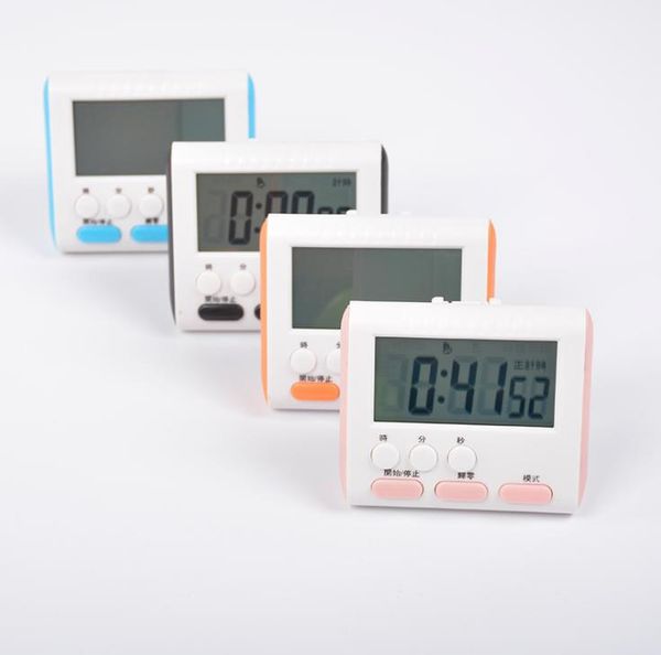 4 Farben LED Großbildschirm Elektronischer Timer Küchen-Ei-Backtimer Digitaler Countdown-Up-Timer Erinnerung mit Magnetständer Clip SN2301