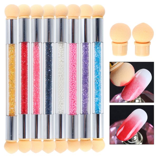 

double-ended gradient shading pen dotting brush sponge head rhinestone handle nail art brush nail art painting tool ch1816, Yellow