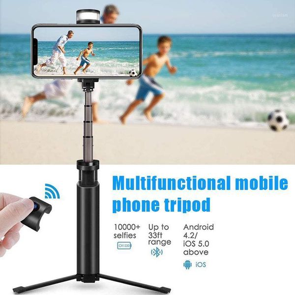 

selfie monopods stick tripod extendable with detachable bluetooth remote fill light for mobile phone kqs81