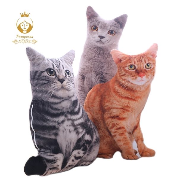 

1pcs 50cm 3d simulation cats pillow, cute cat washable plush stuffed pillow, kids toy, sofa pillow, home decoration y200111