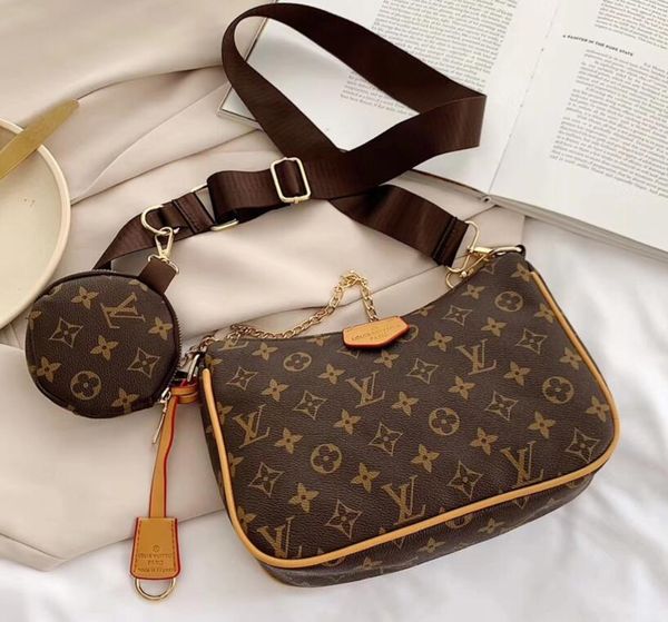 

2021 fashion multi pochette accessories handbag purse genuine leather l flower shoulder crossbody bag ladies purses, Black;red