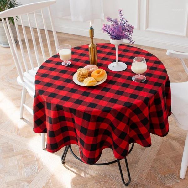 

120/140cm round table cloth black &amp white checker round lace polyester tablecloth for parties gatherings table cover decorat