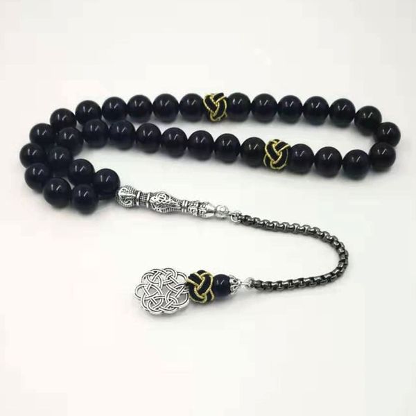 

natural black agates rosary muslim tasbih gift islam misbaha man's onxy prayer beads 33 66 99beads stone rosary y200730