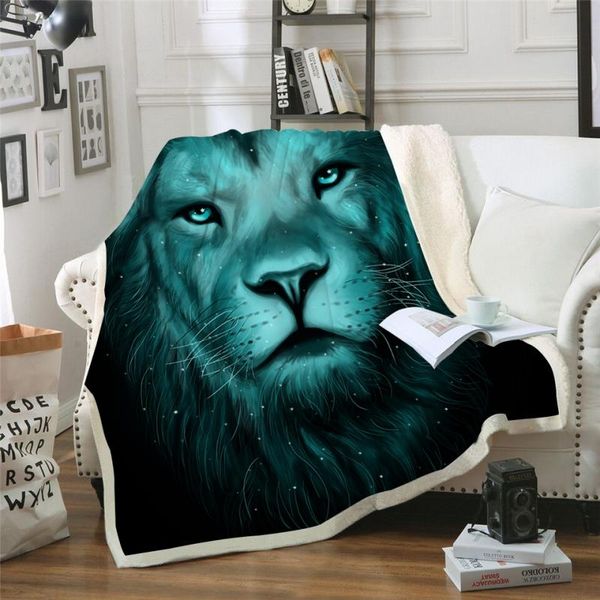 

scarves 3d print rectangle sherpa blanket wearable throw fj130, Blue;gray