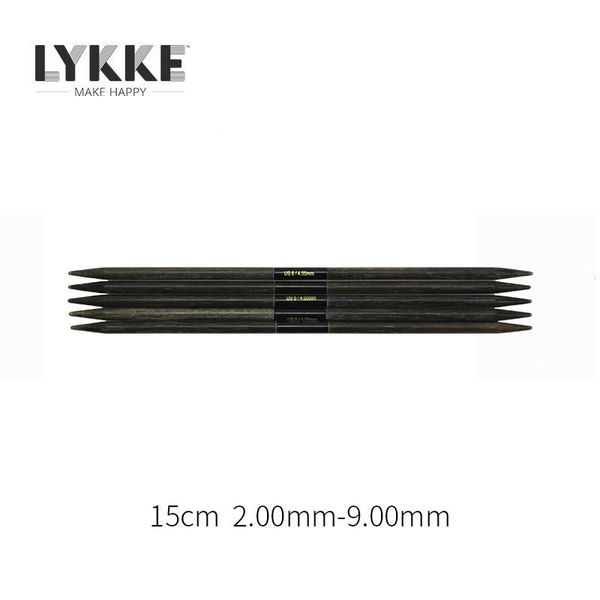 

sewing notions & tools 5 piece lykke 6 inch 15cm double pointed knitting needles, Black