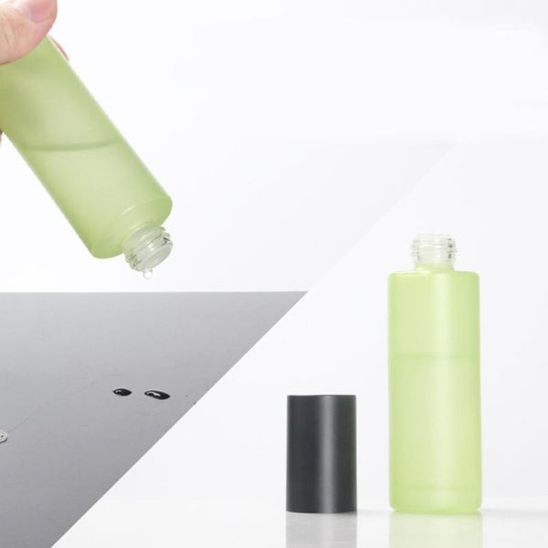 

80ml green/blue/white/clear glass skin care bottle with matte black cap1