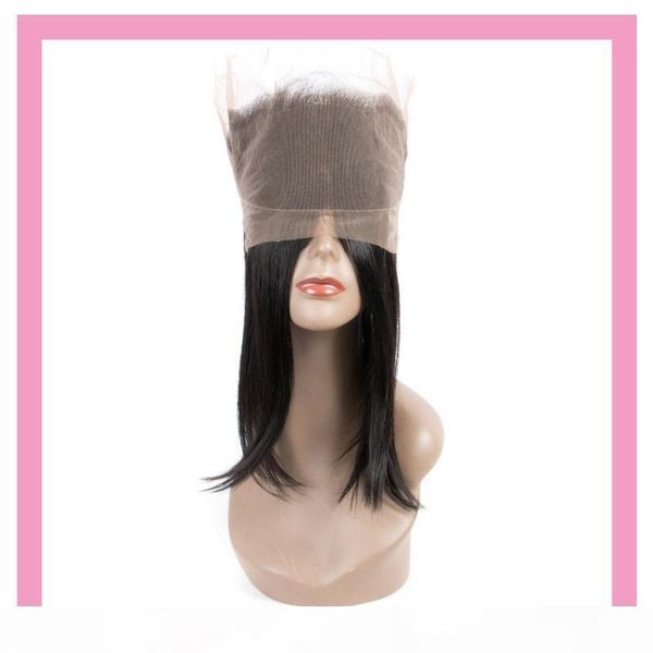 

brazilian virgin hair 360 lace frontal straight human hair 360 frontal natural color 8-22inch wholesale oneprettygirl brazilian hair, Black;brown