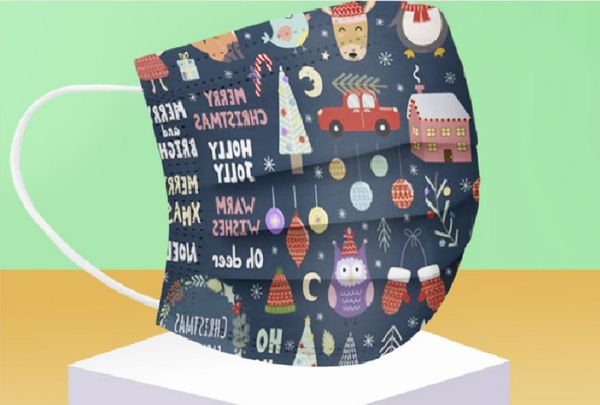 

christmas masks disposable 50pcs 3-layer protection and personal health mask with earloop mouth face x'ma