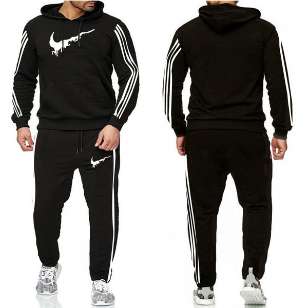 

2020 men's hooded sweater pants casual sports suit for menrunning, Gray