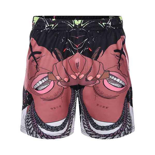 

2020 men's cartoon miteksan beach at knee height hip hop elastic waistline high street shorts, White;black