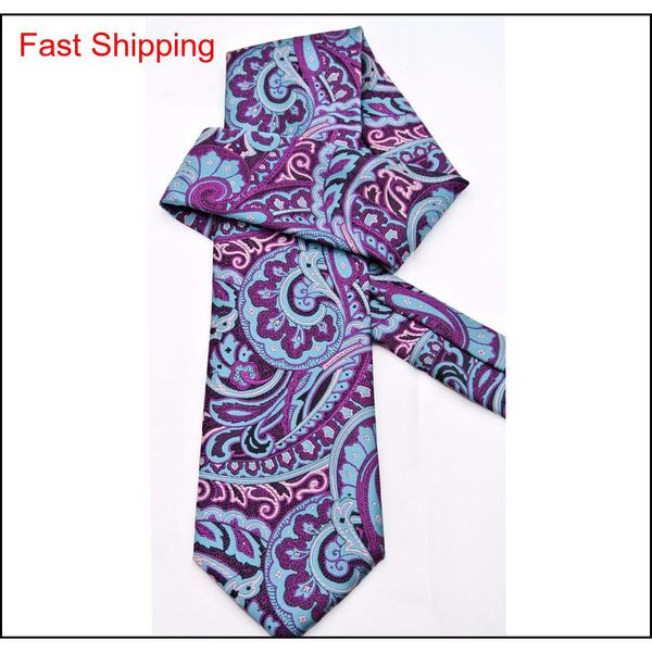 

f2 multicolor light blue fuchsia red abstract paisley floral mens ties neckties 100% silk jacquard wove qylkja homes2007, Blue;purple