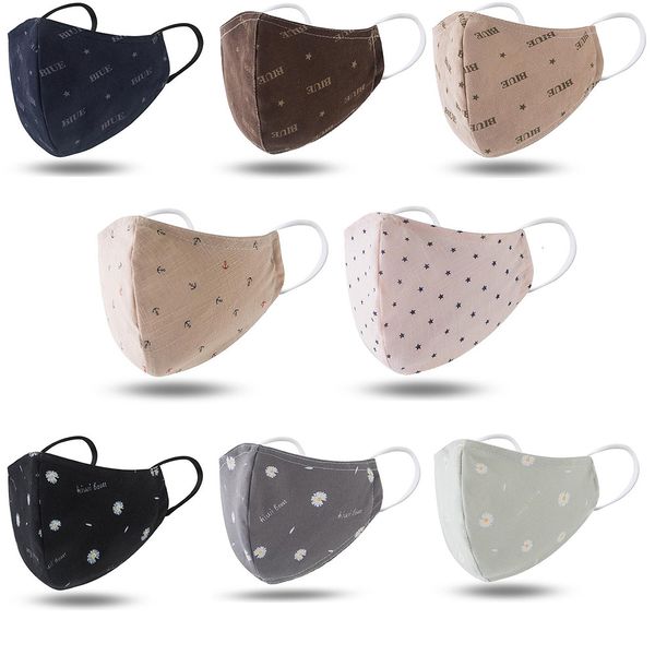 

small daisy fashion cover 4 layers folding washable designer face mask reusable dust mouth bacteria particulate dustproofcotton face masks