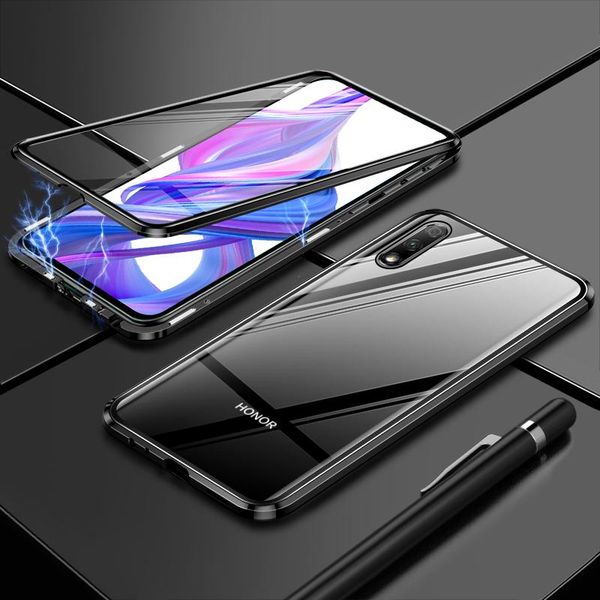 

роскошные 2-го магнитных случаев для huawei honor 8x передняя задняя задняя стержень с двусторонним закаленным стеклом 360 ударопрочный теле
