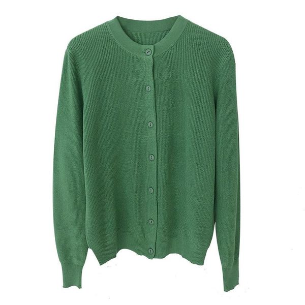 

women knitted cotton cardigan sweater round neck button down cardigans, White