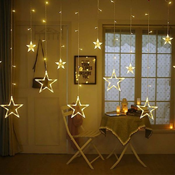 

pentagram 12 window stars string 138 led curtain lights with 8 flashing modes decoration for christmas wedding party home