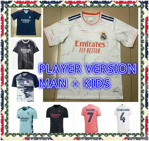 

camiseta real madrid sergio ramos soccer jersey 2020 2021 2022 hazard home away football shirt jovic vinicius benzema modric james maillots, Black;yellow