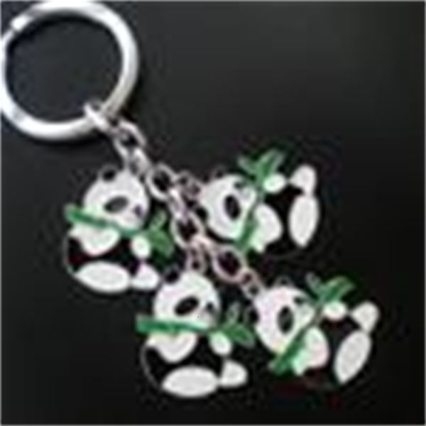 

keychain sell key with ring zinc alloy 4 panda charms, 50pcs/lot, ck0072, Silver